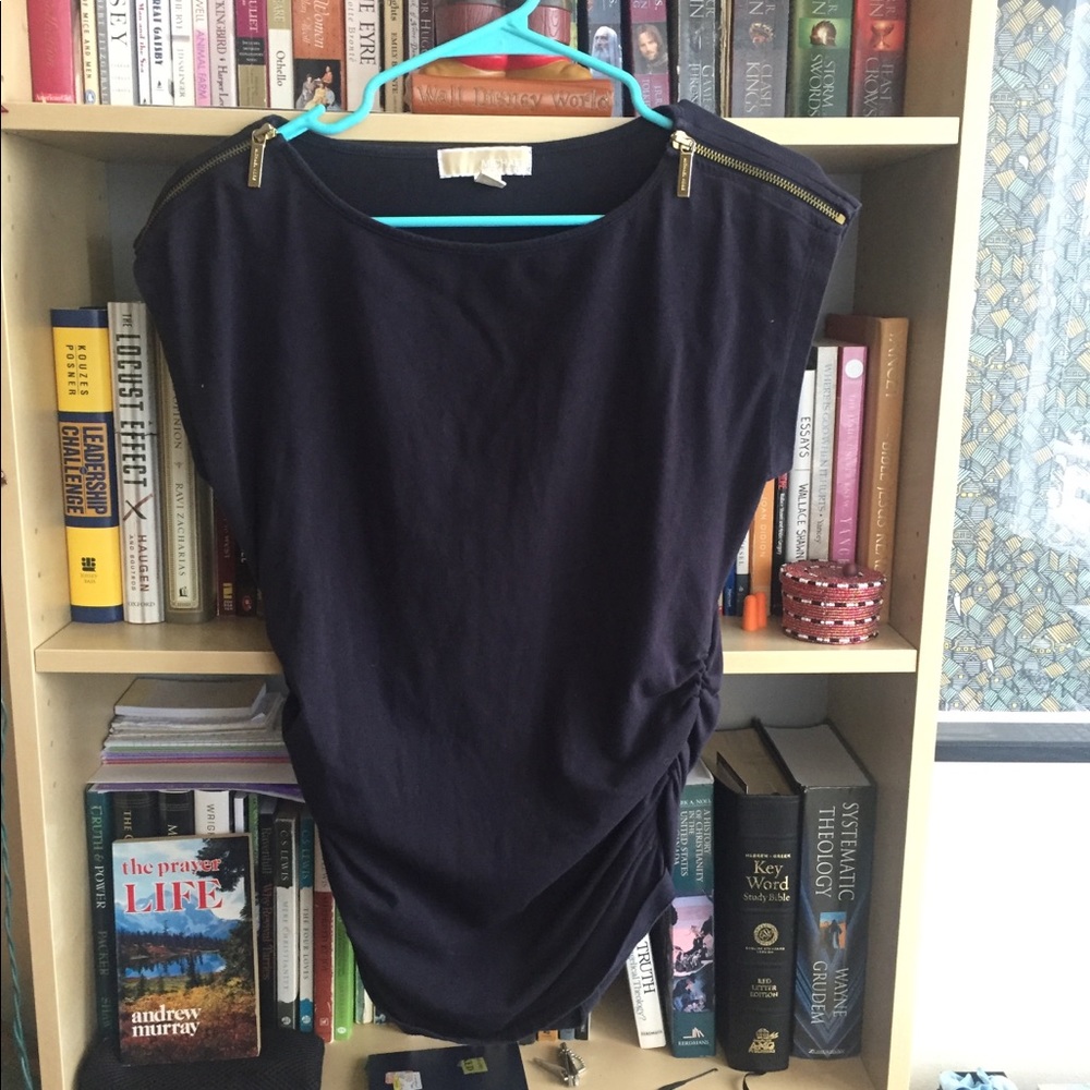 Michael Kors top w/ zippered shoulders